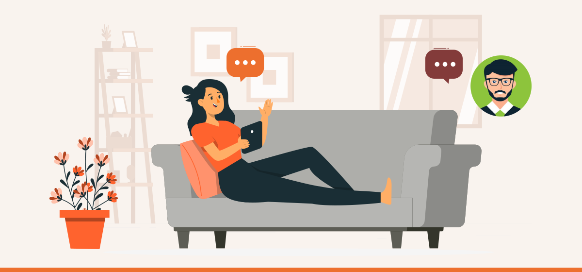 girl siting on couch with a phone